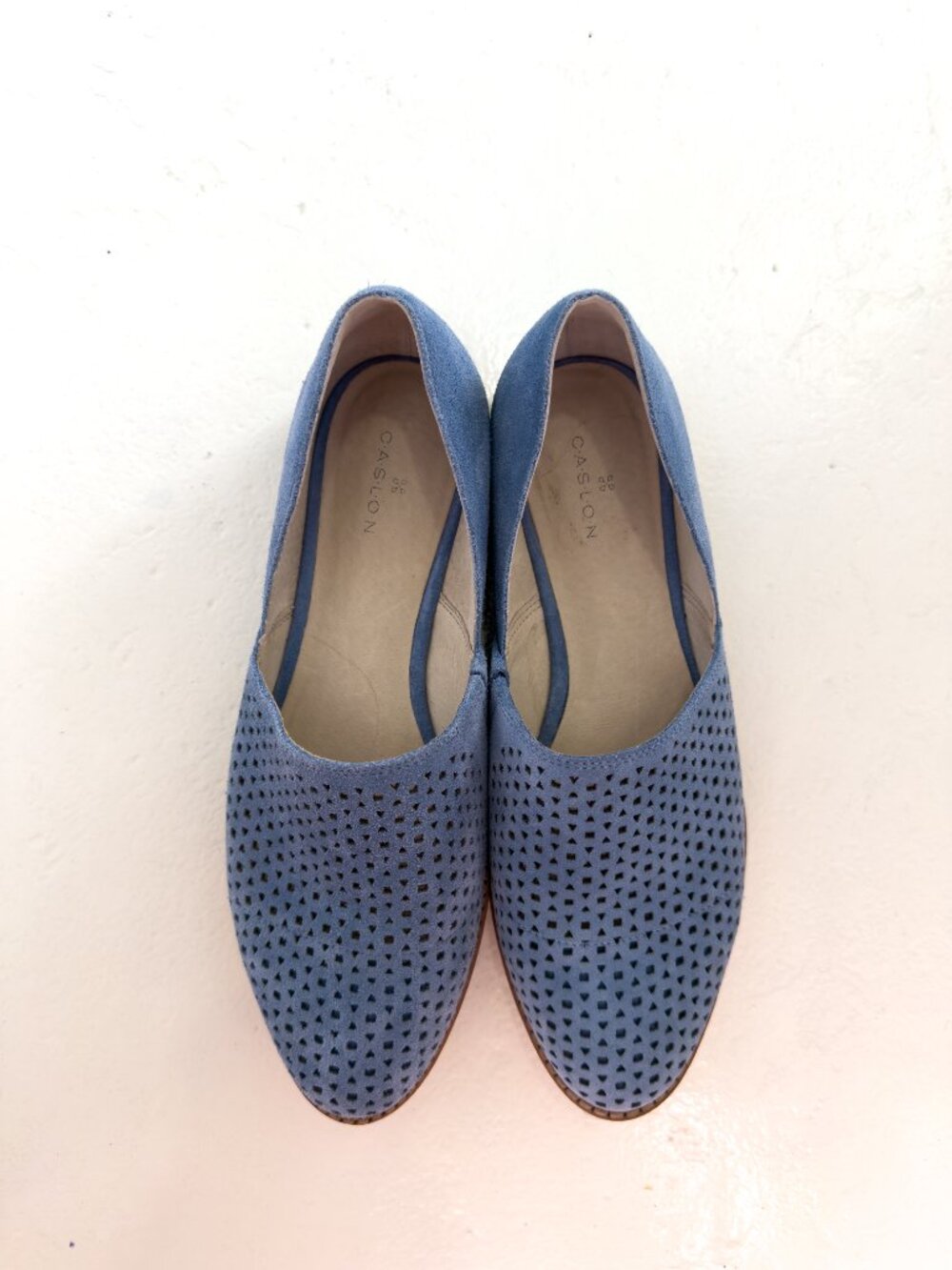Caslon Nordstrom Perforated Suede Slip-On Flat Size 9 Blue Leather Loafer Boho